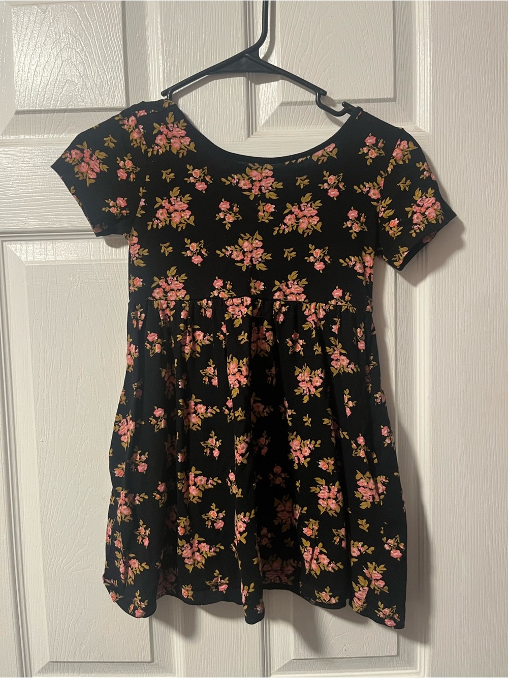 Old Navy Black Floral Short-Sleeve Dress - Girls 8